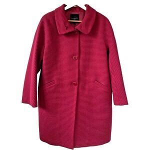 TALBOTS Women's Petite 6P Wool Ribbed Thinsulate Fuschia Long Coat Jacket‎